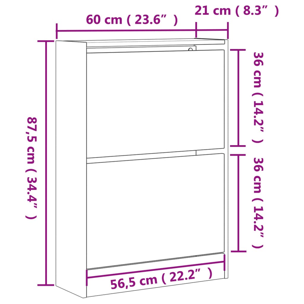 Armoire à chaussures chêne sonoma 60x21x87,5 cm bois ingénierie - XIOS