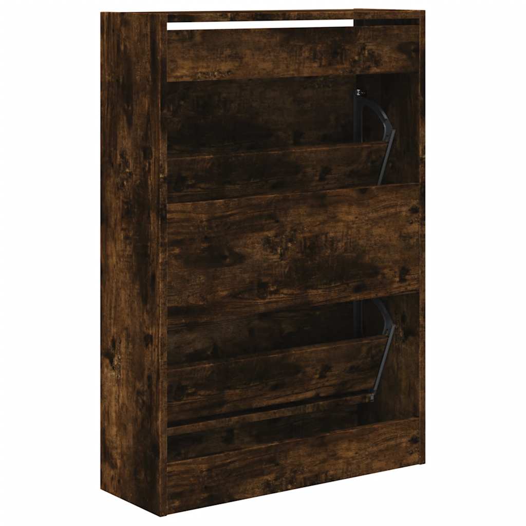Armoire à chaussures chêne fumé 60x21x87,5 cm bois d'ingénierie - XIOS