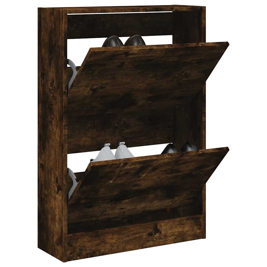 Armoire à chaussures chêne fumé 60x21x87,5 cm bois d'ingénierie - XIOS