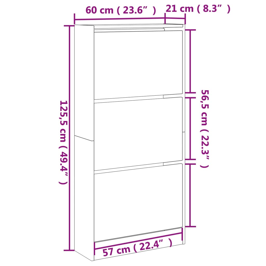 Armoire à chaussures blanc 60x21x125,5 cm bois d'ingénierie - XIOS