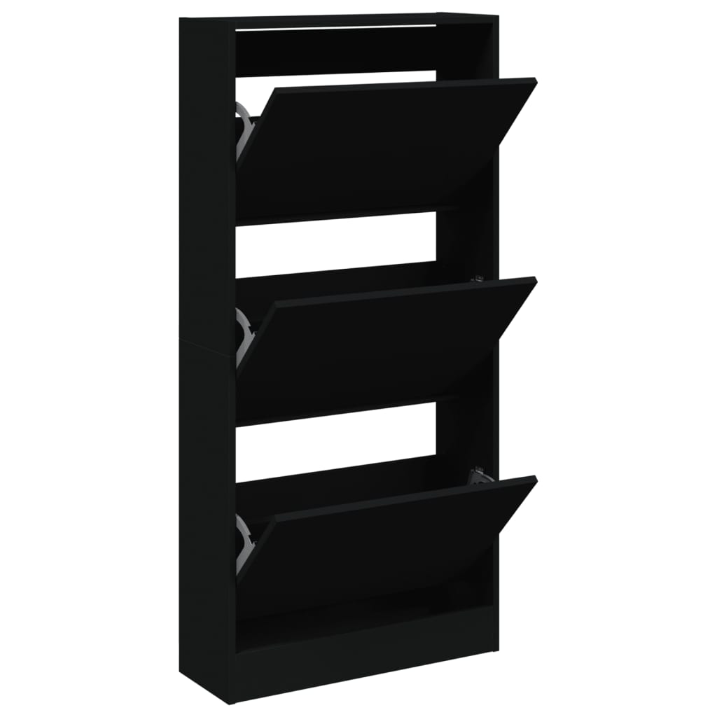 Armoire à chaussures noir 60x21x125,5 cm bois d'ingénierie - XIOS