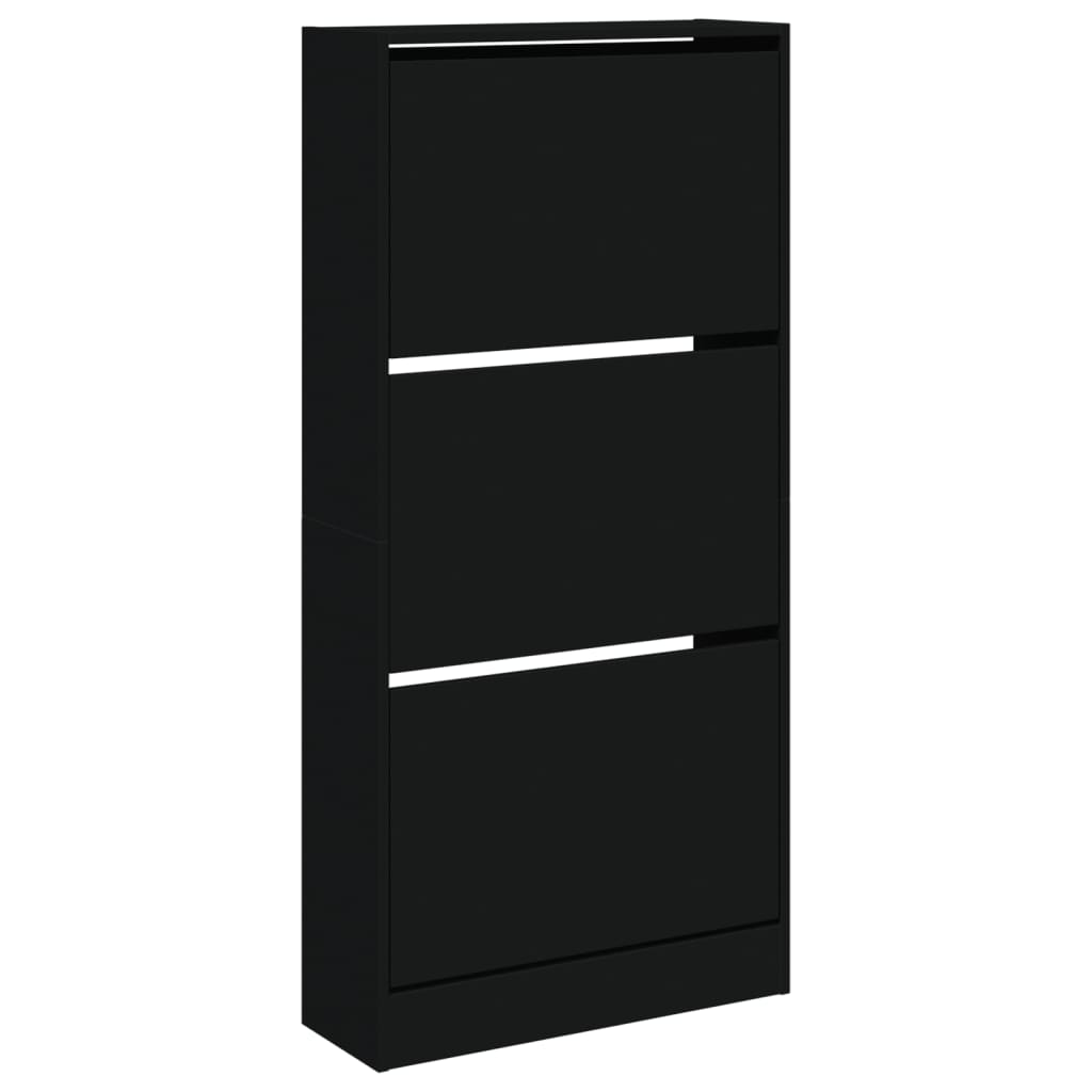 Armoire à chaussures noir 60x21x125,5 cm bois d'ingénierie - XIOS