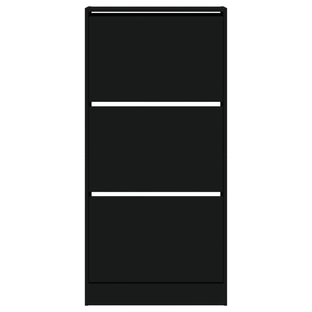 Armoire à chaussures noir 60x21x125,5 cm bois d'ingénierie - XIOS