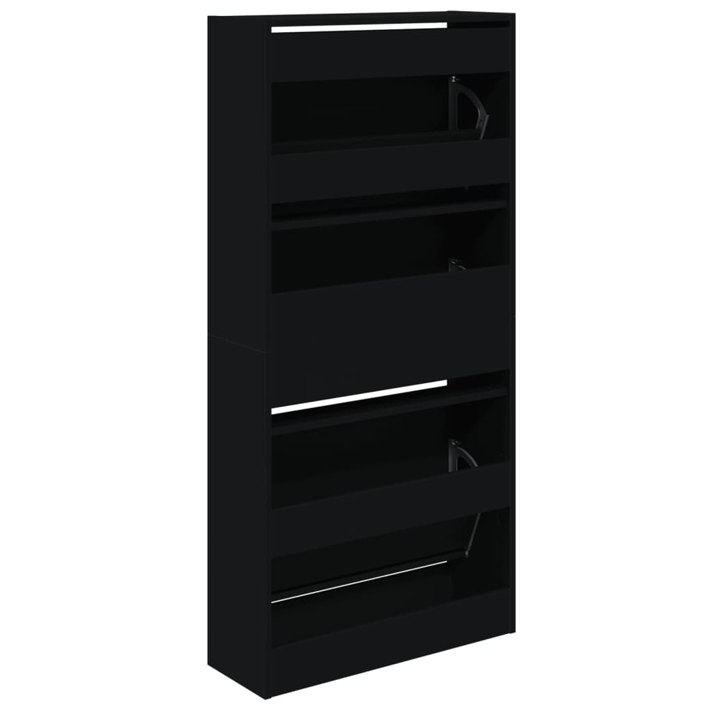 Armoire à chaussures noir 60x21x125,5 cm bois d'ingénierie - XIOS