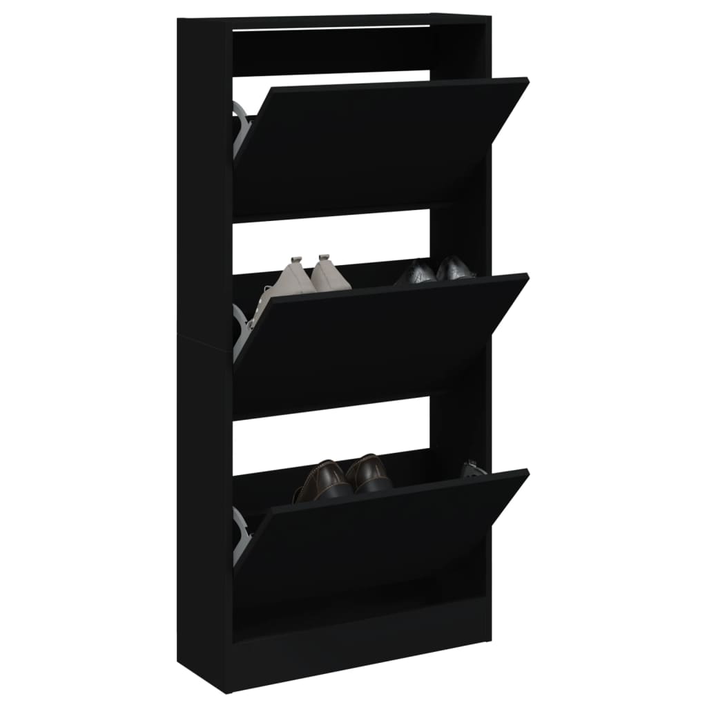 Armoire à chaussures noir 60x21x125,5 cm bois d'ingénierie - XIOS