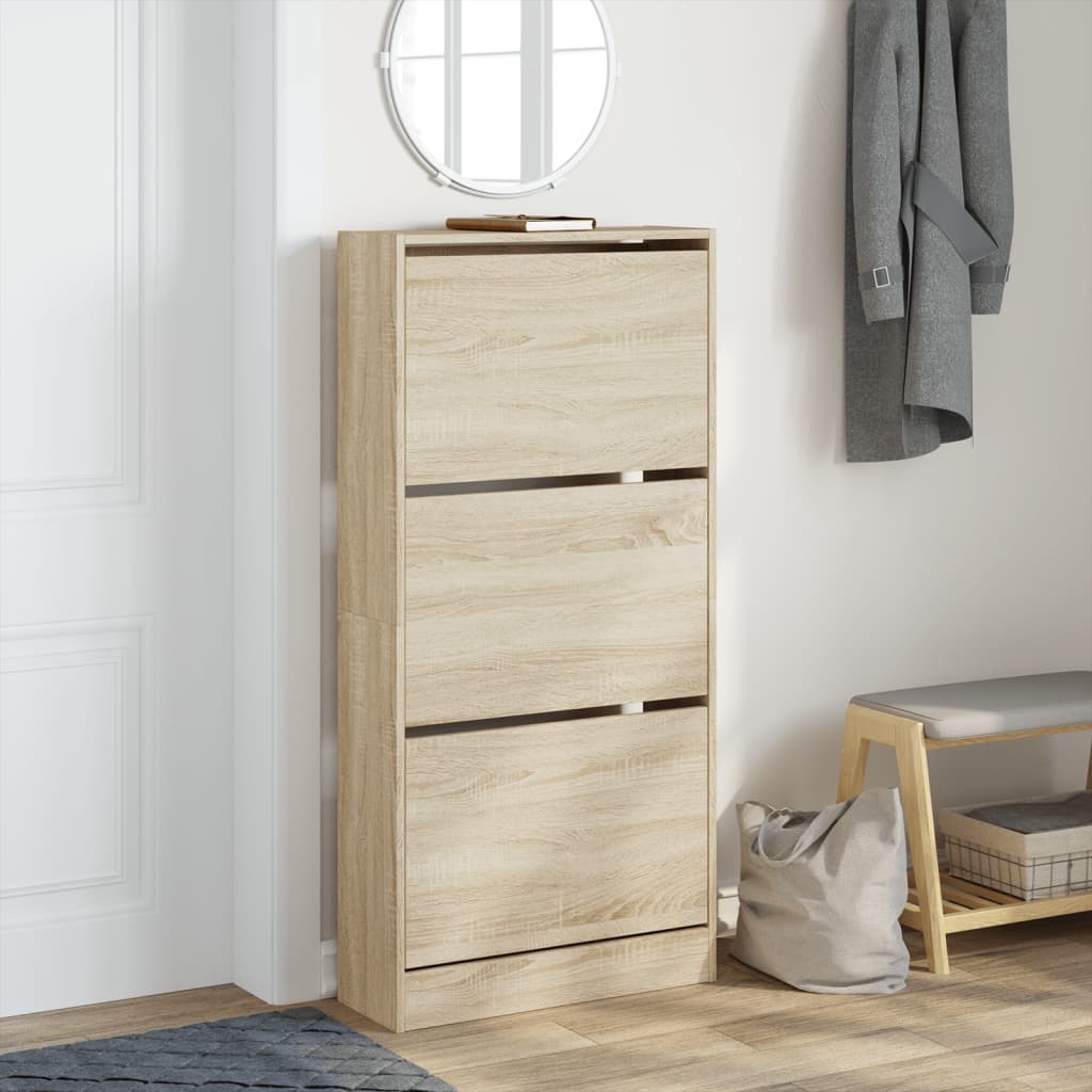 Armoire à chaussures chêne sonoma 60x21x125,5cm bois ingénierie - XIOS
