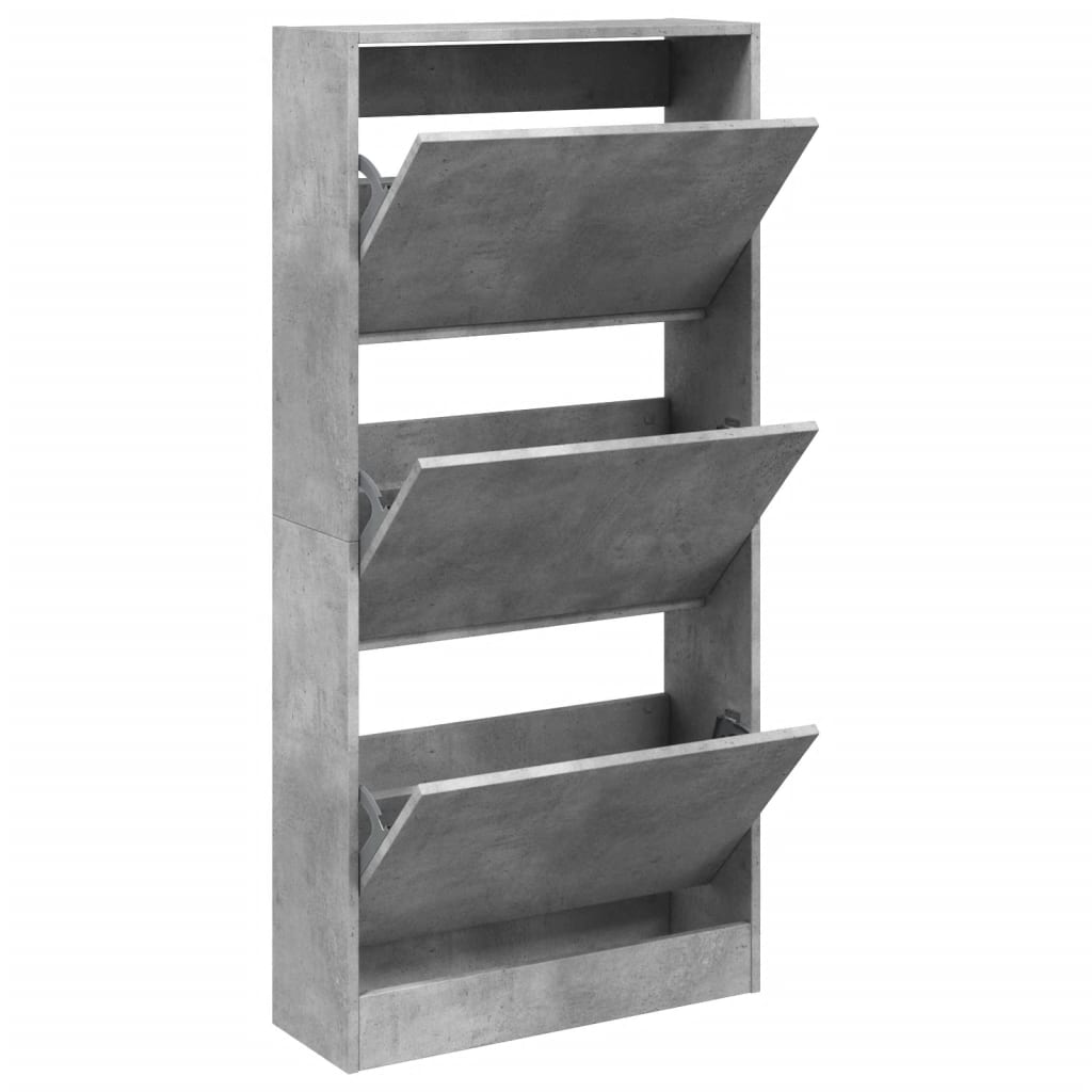 Armoire à chaussures gris béton 60x21x125,5cm bois d'ingénierie - XIOS