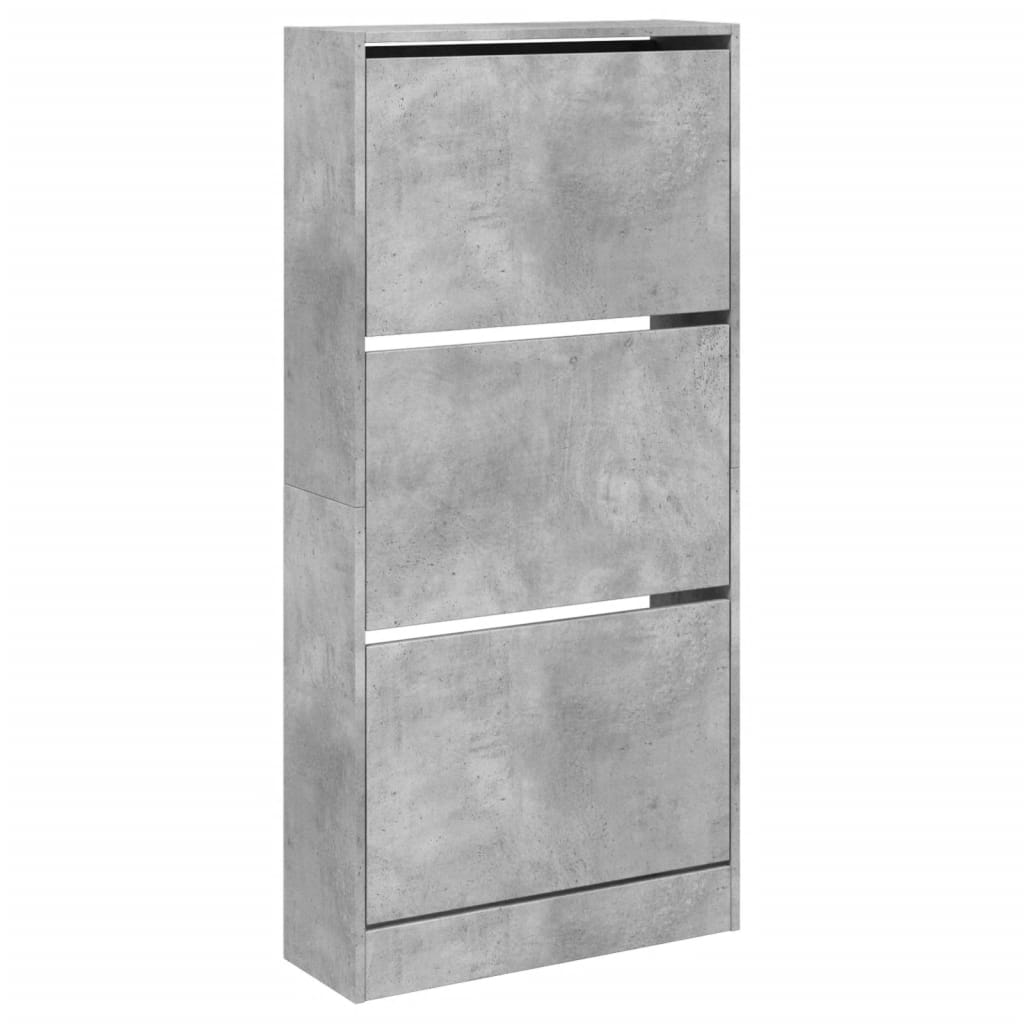 Armoire à chaussures gris béton 60x21x125,5cm bois d'ingénierie - XIOS