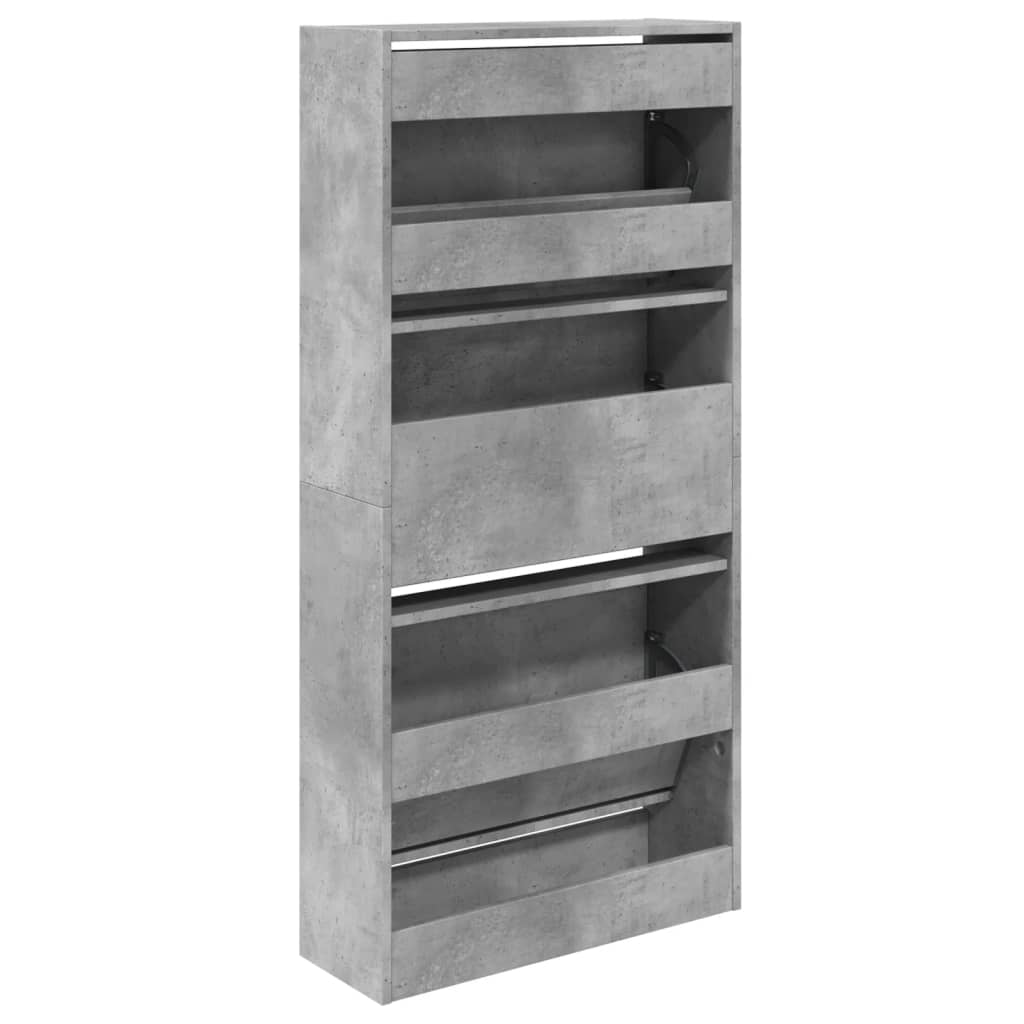 Armoire à chaussures gris béton 60x21x125,5cm bois d'ingénierie - XIOS