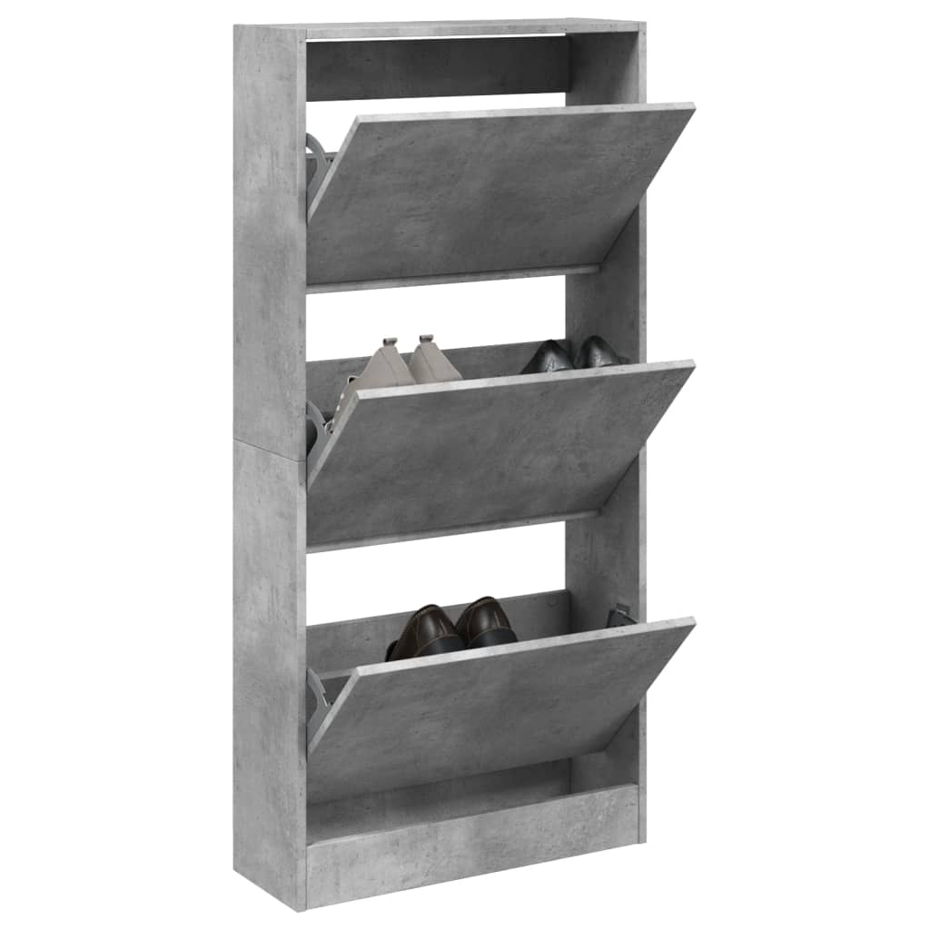 Armoire à chaussures gris béton 60x21x125,5cm bois d'ingénierie - XIOS