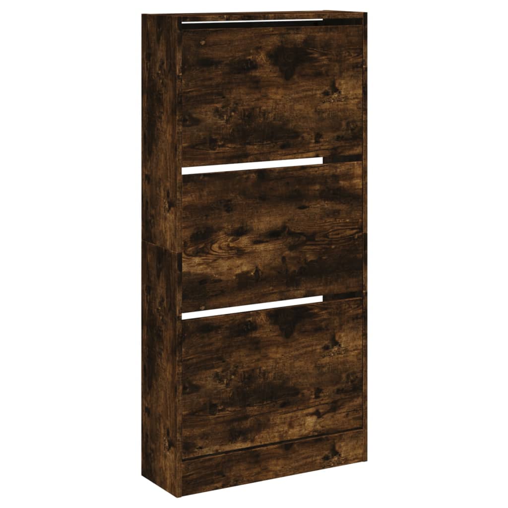 Armoire à chaussures chêne fumé 60x21x125,5 cm bois ingénierie - XIOS