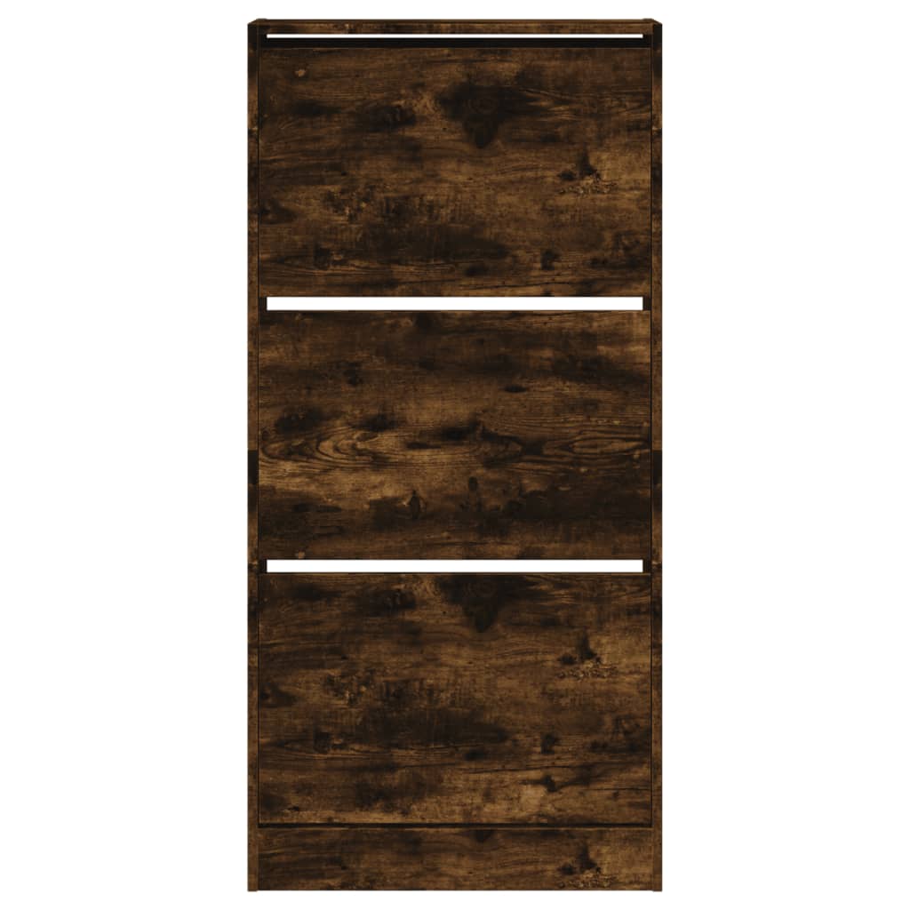 Armoire à chaussures chêne fumé 60x21x125,5 cm bois ingénierie - XIOS