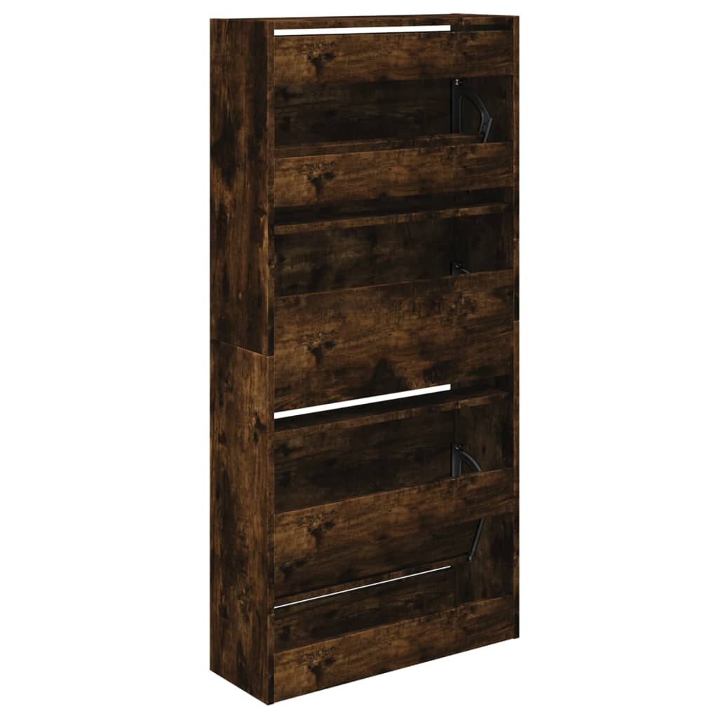Armoire à chaussures chêne fumé 60x21x125,5 cm bois ingénierie - XIOS