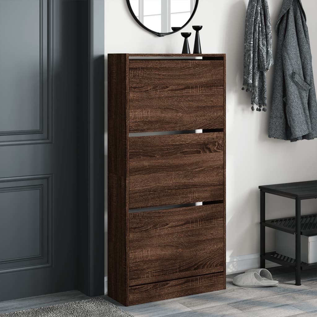 Armoire à chaussures chêne marron 60x21x125,5cm bois ingénierie - XIOS
