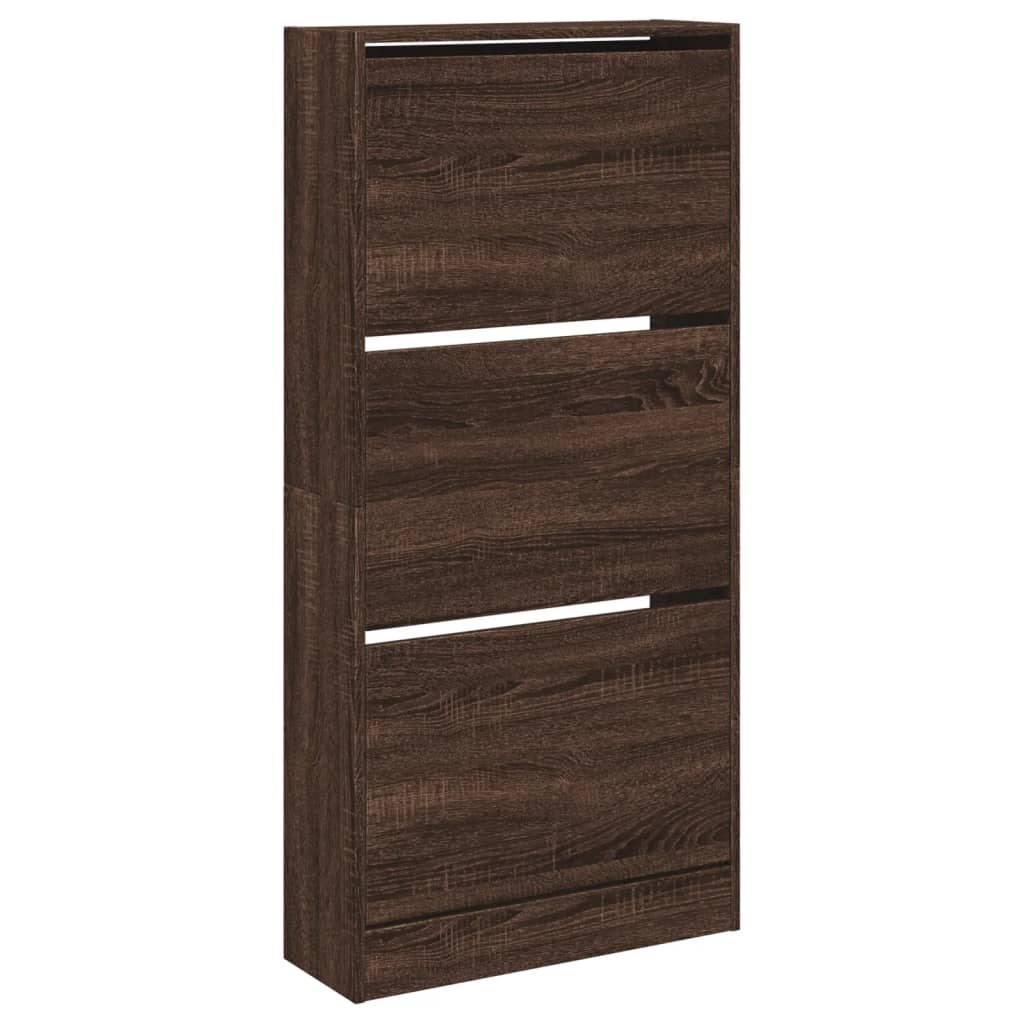 Armoire à chaussures chêne marron 60x21x125,5cm bois ingénierie - XIOS