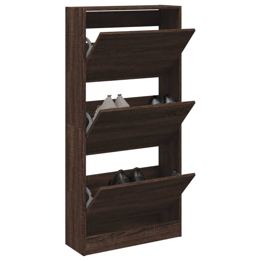 Armoire à chaussures chêne marron 60x21x125,5cm bois ingénierie XIOS