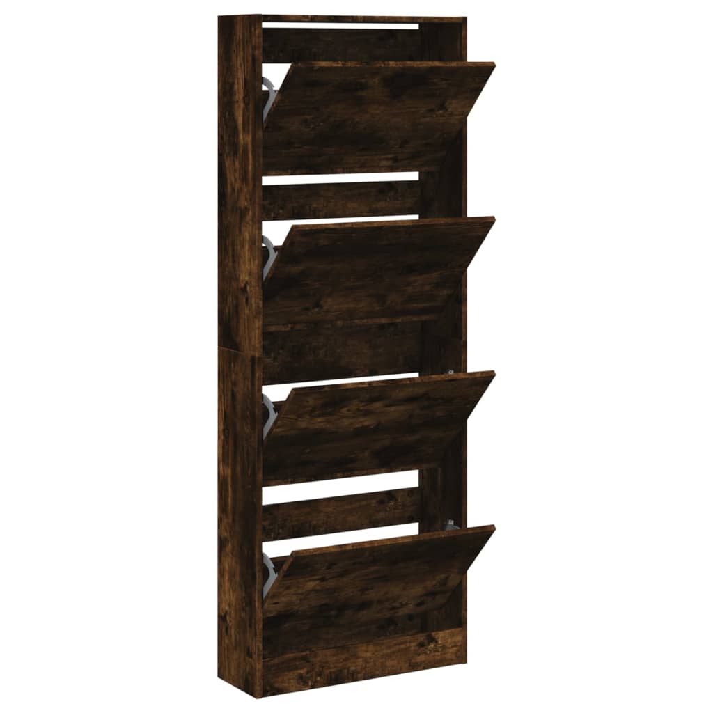 Armoire à chaussures chêne fumé 60x21x163,5 cm bois ingénierie - XIOS