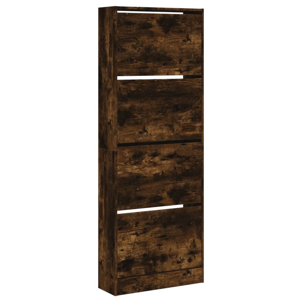 Armoire à chaussures chêne fumé 60x21x163,5 cm bois ingénierie - XIOS