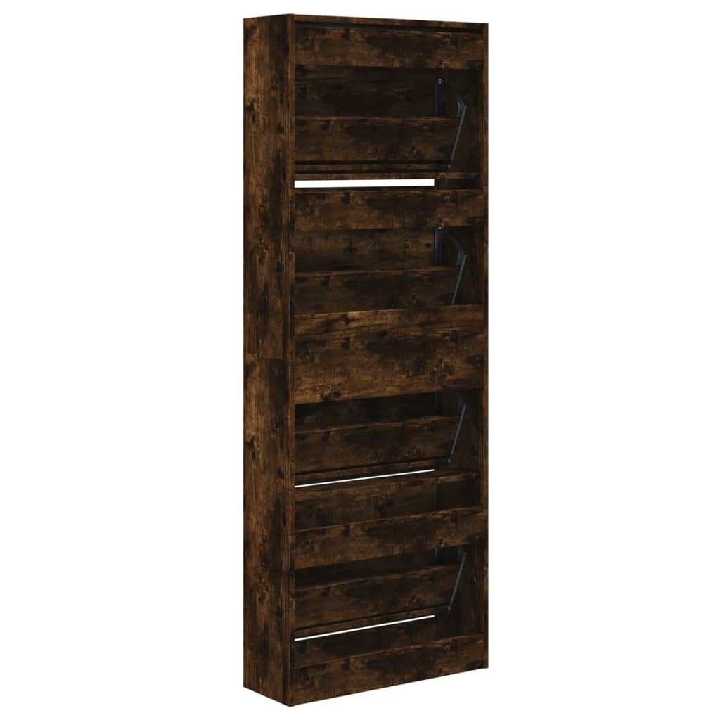 Armoire à chaussures chêne fumé 60x21x163,5 cm bois ingénierie - XIOS