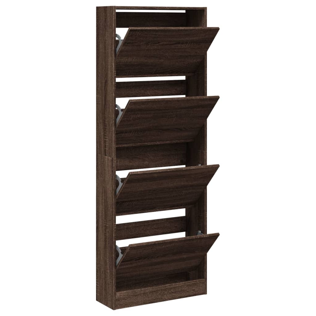 Armoire à chaussures chêne marron 60x21x163,5cm bois ingénierie - XIOS