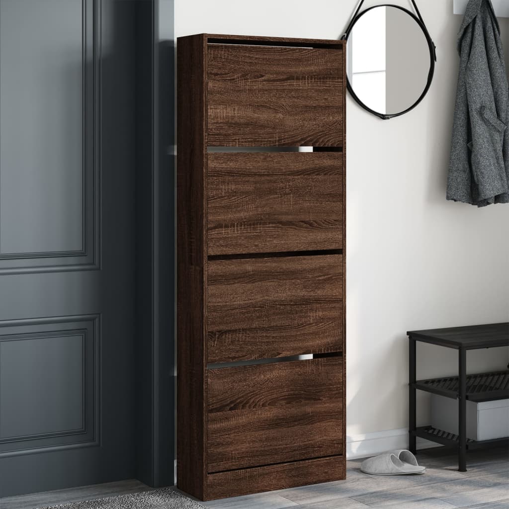 Armoire à chaussures chêne marron 60x21x163,5cm bois ingénierie - XIOS