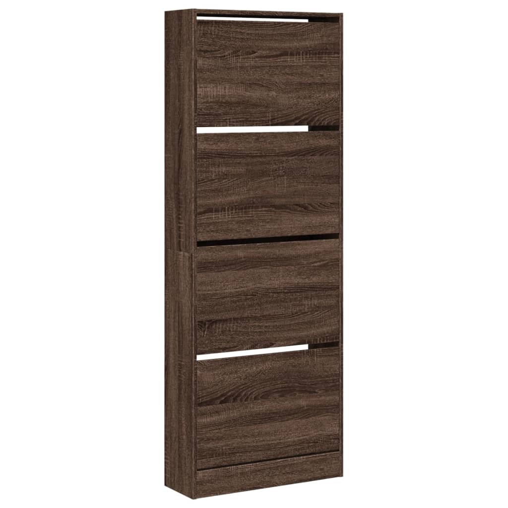 Armoire à chaussures chêne marron 60x21x163,5cm bois ingénierie - XIOS