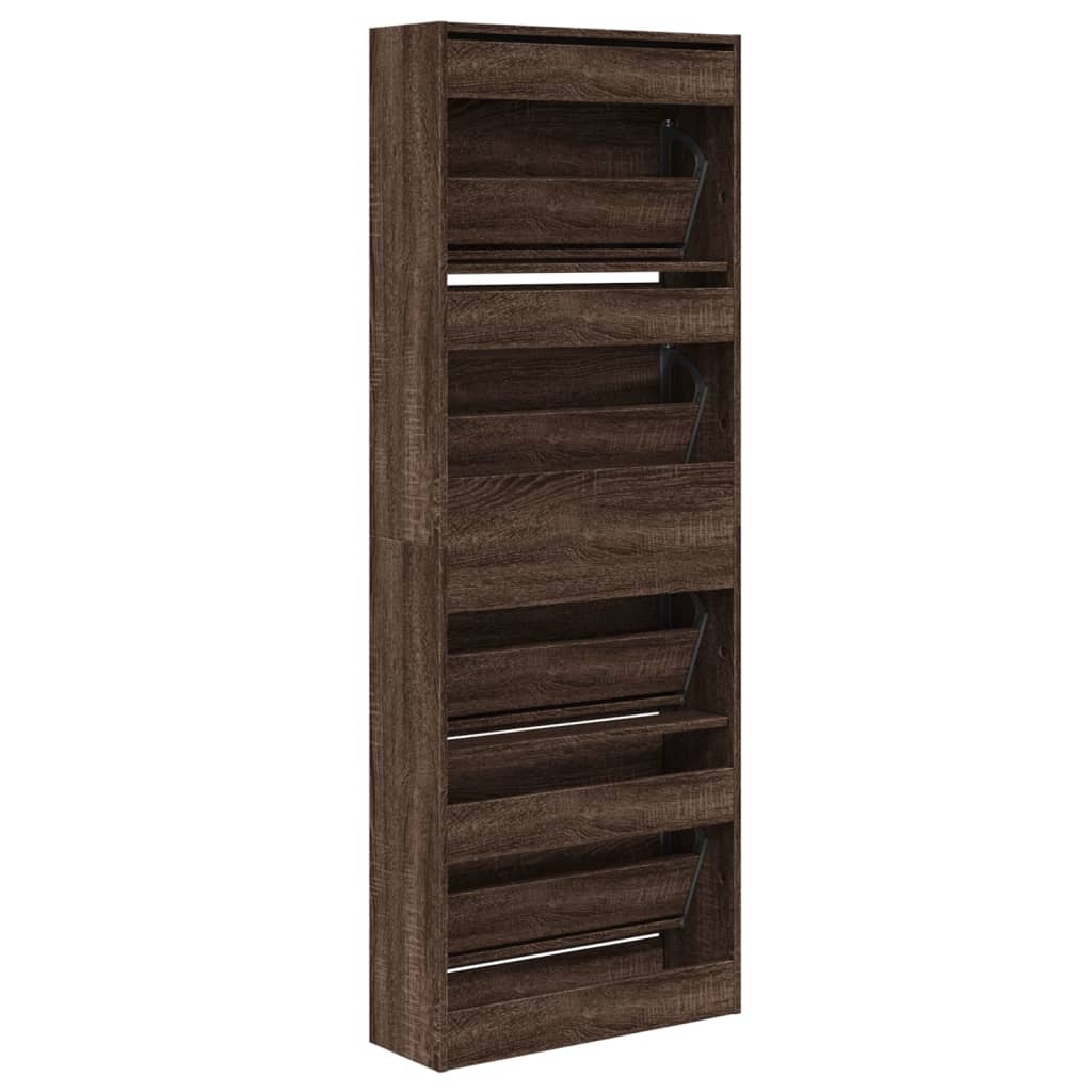 Armoire à chaussures chêne marron 60x21x163,5cm bois ingénierie - XIOS