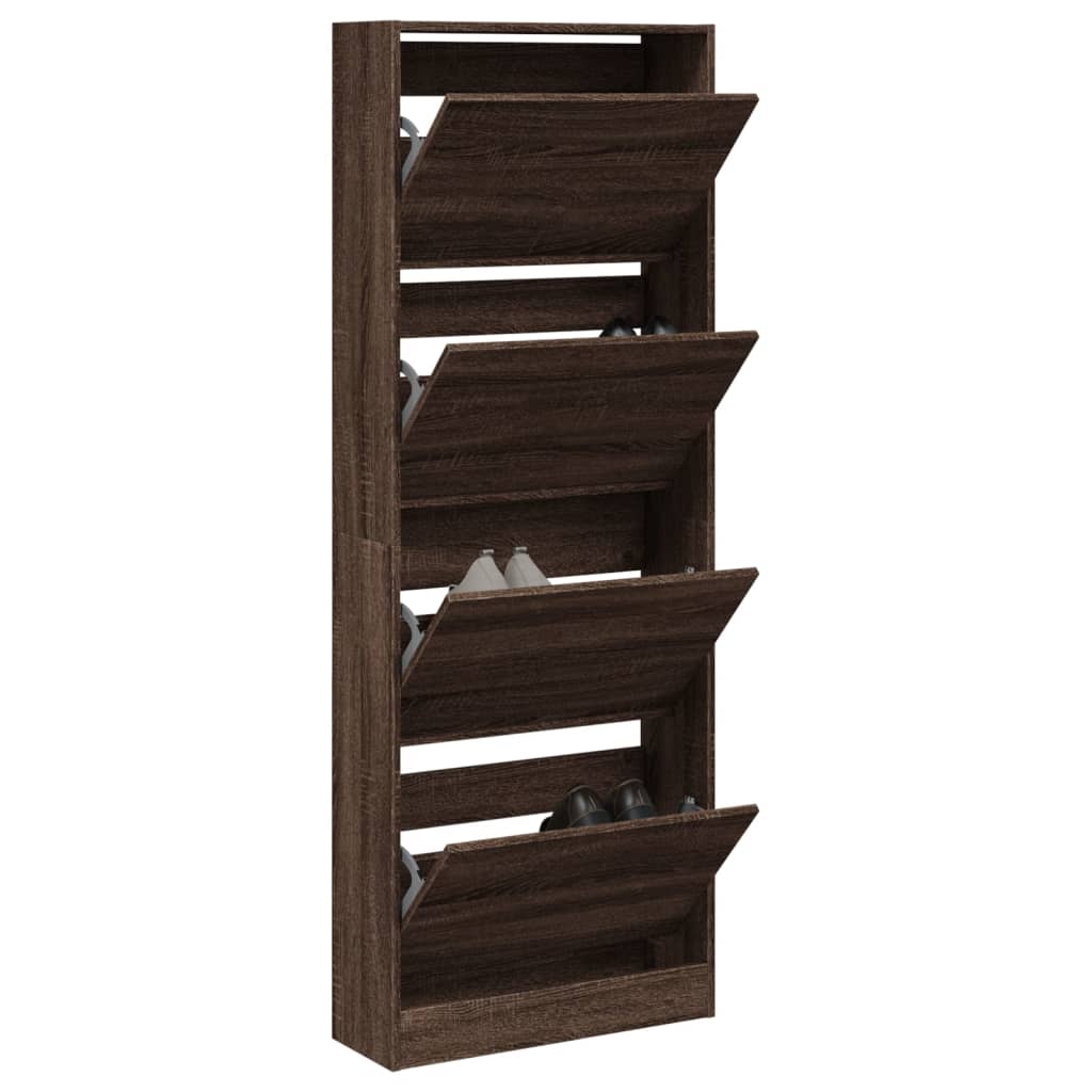 Armoire à chaussures chêne marron 60x21x163,5cm bois ingénierie - XIOS