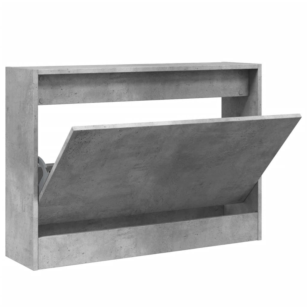 Armoire à chaussures gris béton 80x21x57 cm bois d'ingénierie - XIOS