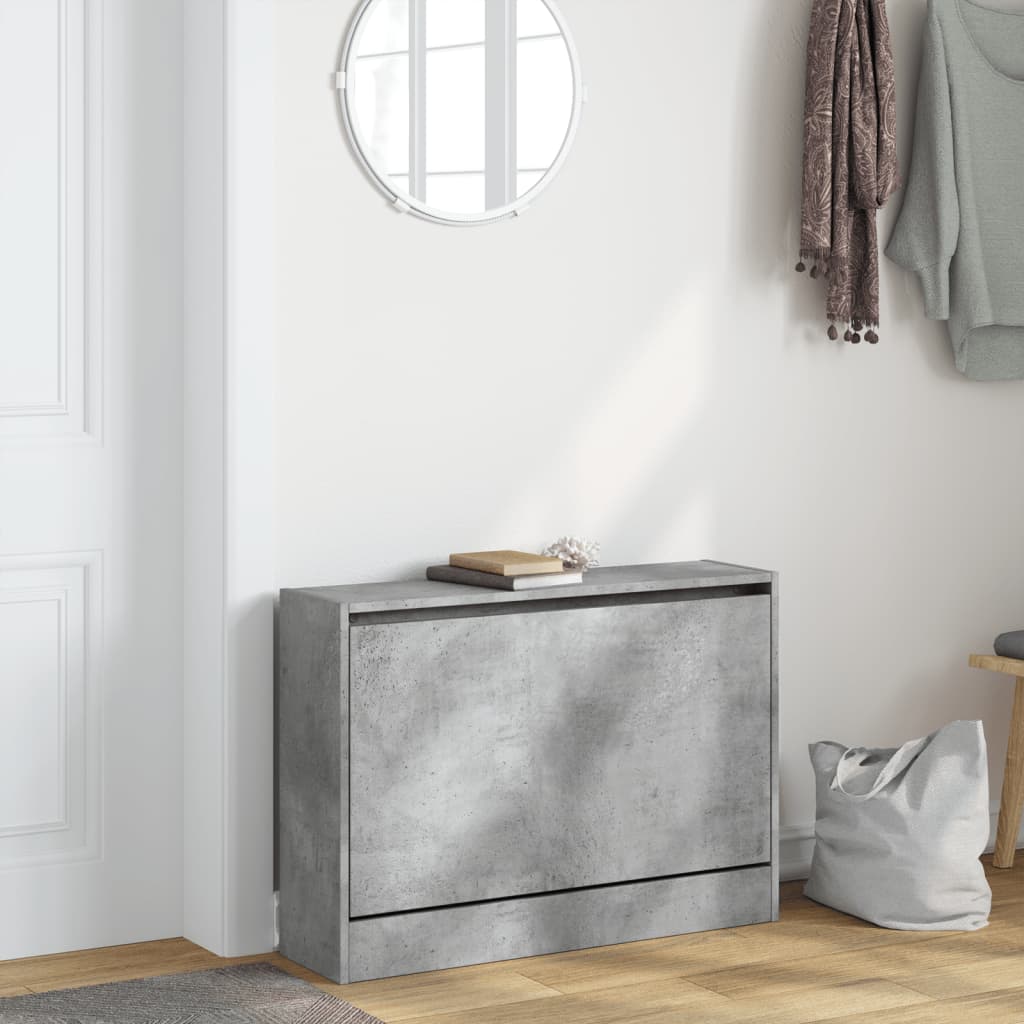 Armoire à chaussures gris béton 80x21x57 cm bois d'ingénierie - XIOS