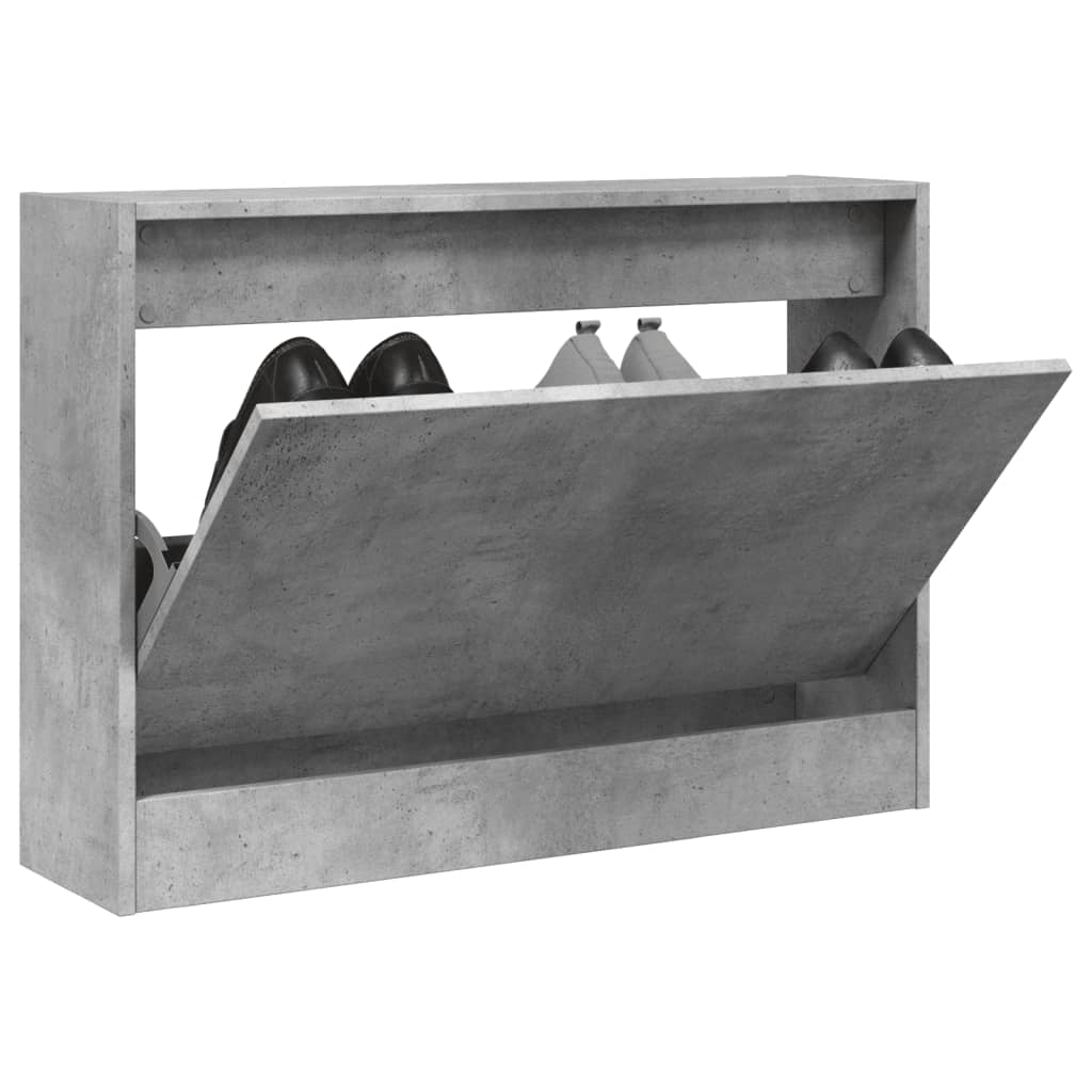 Armoire à chaussures gris béton 80x21x57 cm bois d'ingénierie - XIOS