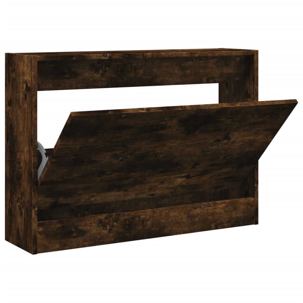 Armoire à chaussures chêne fumé 80x21x57 cm bois ingénierie - XIOS