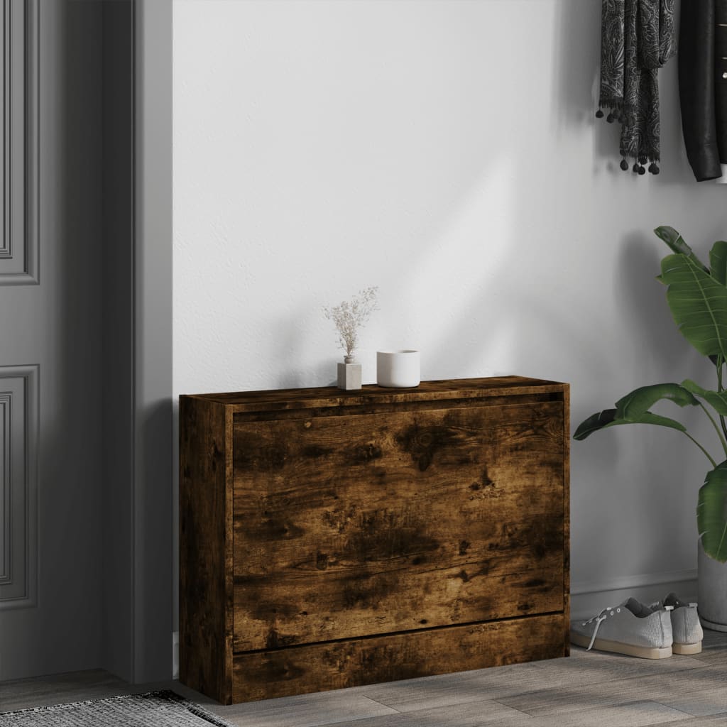 Armoire à chaussures chêne fumé 80x21x57 cm bois ingénierie - XIOS