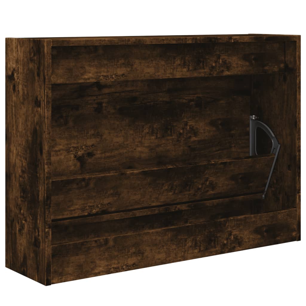 Armoire à chaussures chêne fumé 80x21x57 cm bois ingénierie - XIOS