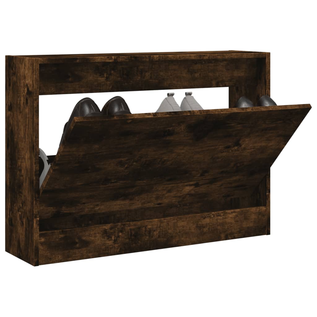 Armoire à chaussures chêne fumé 80x21x57 cm bois ingénierie - XIOS