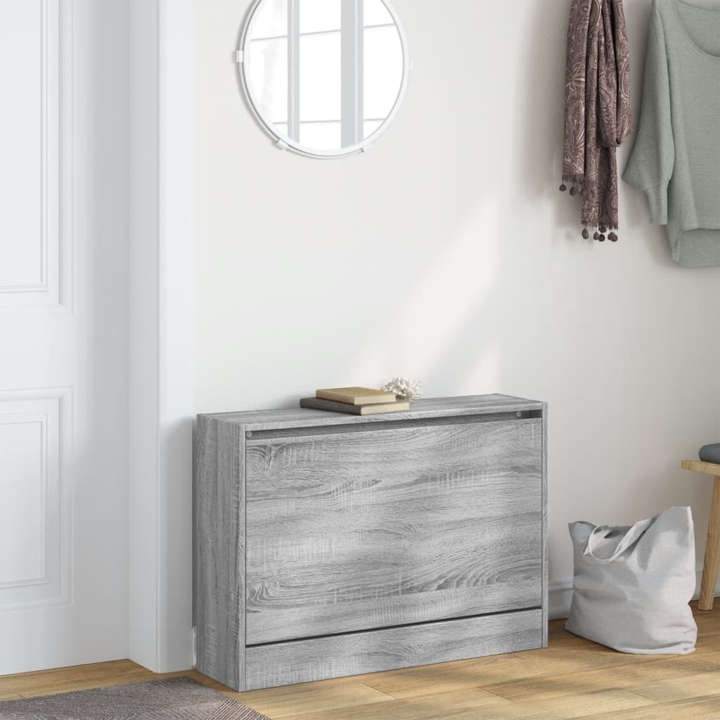Armoire à chaussures sonoma gris 80x21x57 cm bois d'ingénierie - XIOS