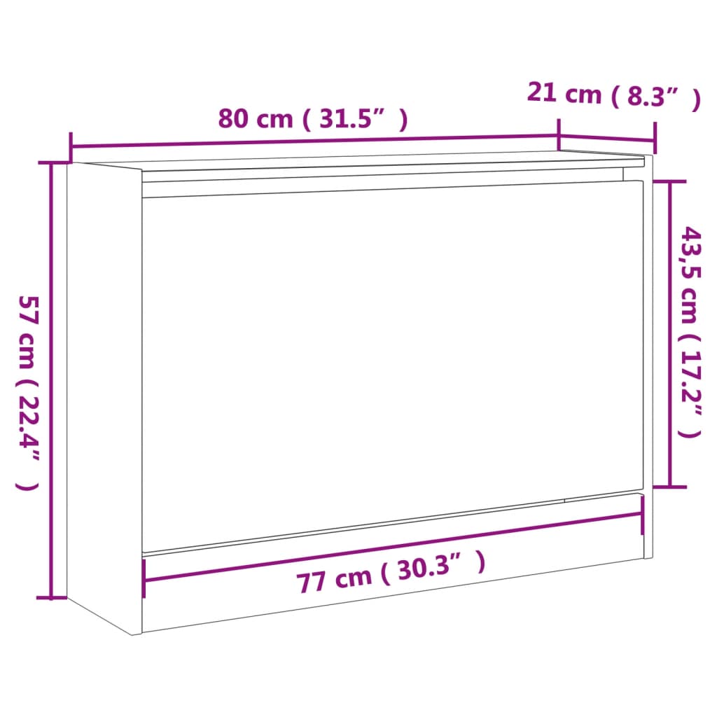 Armoire à chaussures sonoma gris 80x21x57 cm bois d'ingénierie - XIOS