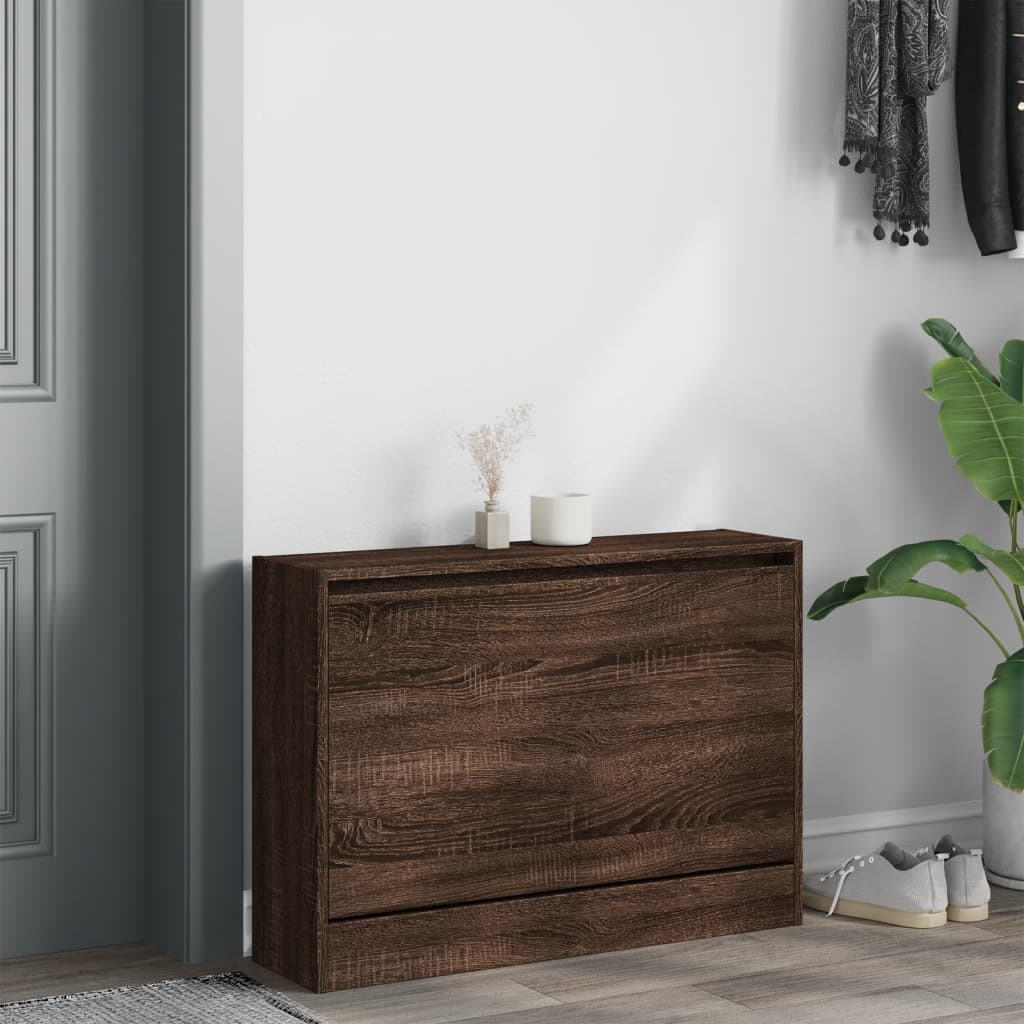 Armoire à chaussures chêne marron 80x21x57 cm Bois d'ingénierie - XIOS