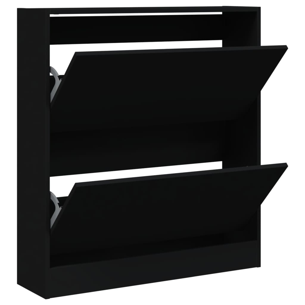 Armoire à chaussures noir 80x21x87,5 cm bois d'ingénierie - XIOS
