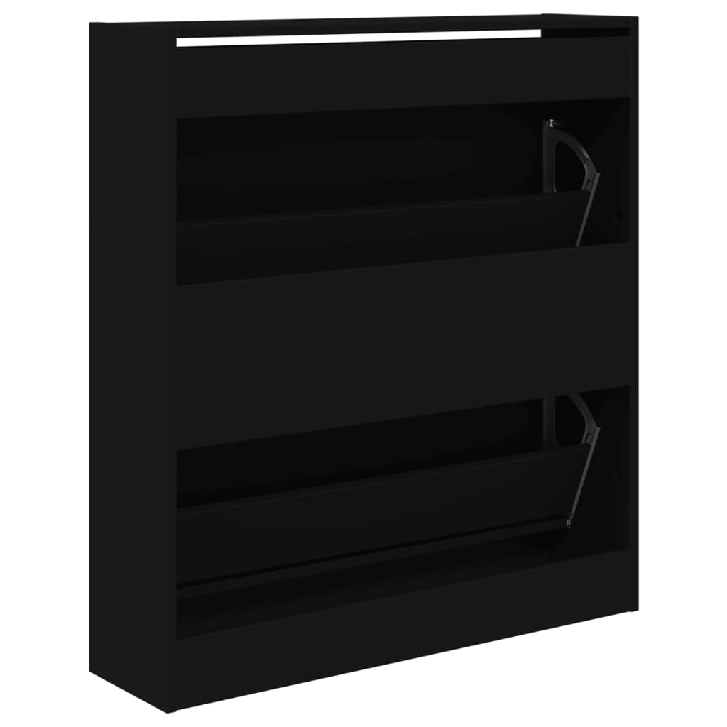 Armoire à chaussures noir 80x21x87,5 cm bois d'ingénierie - XIOS