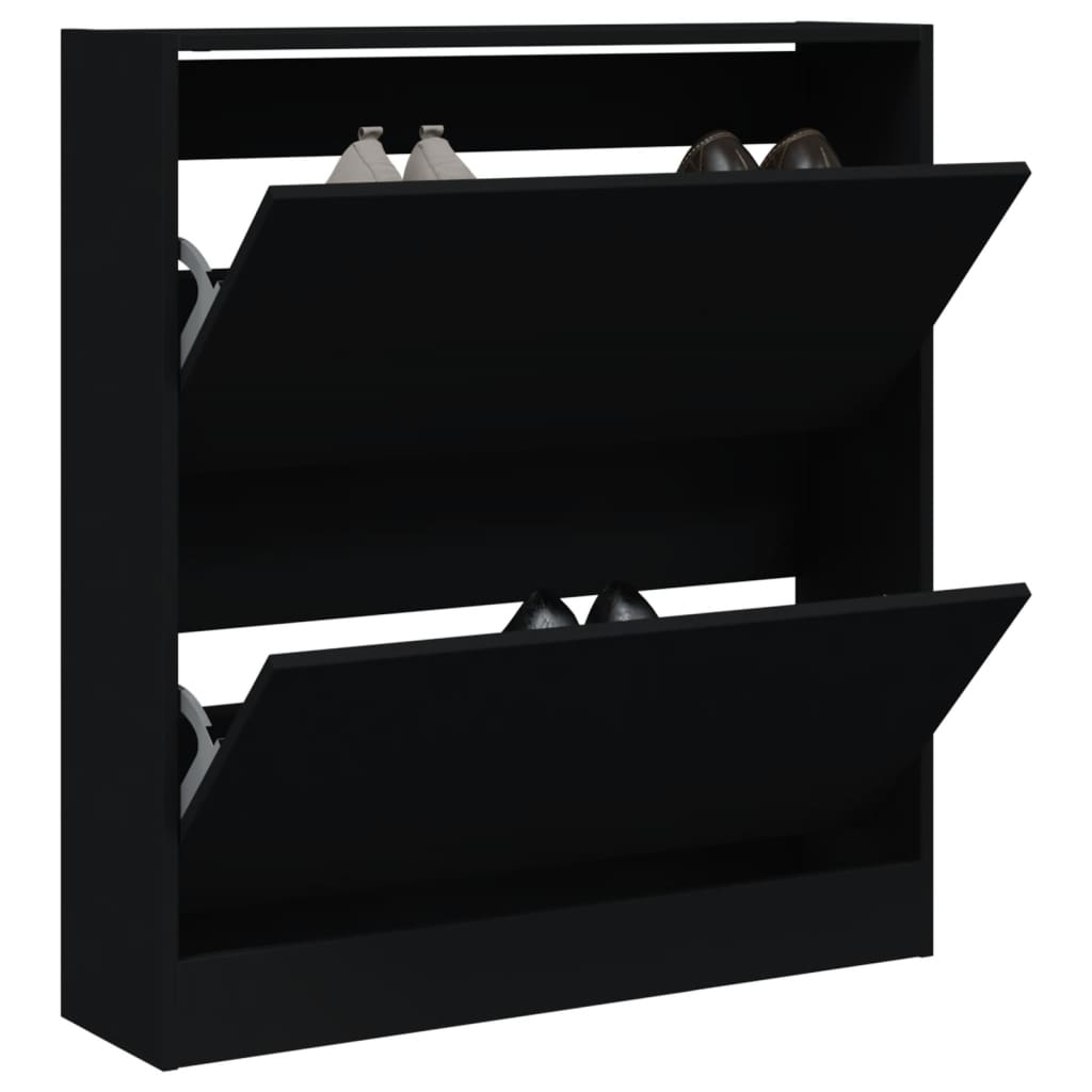 Armoire à chaussures noir 80x21x87,5 cm bois d'ingénierie - XIOS