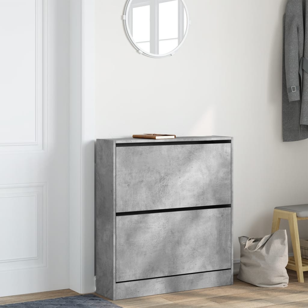 Armoire à chaussures gris béton 80x21x87,5 cm bois d'ingénierie - XIOS