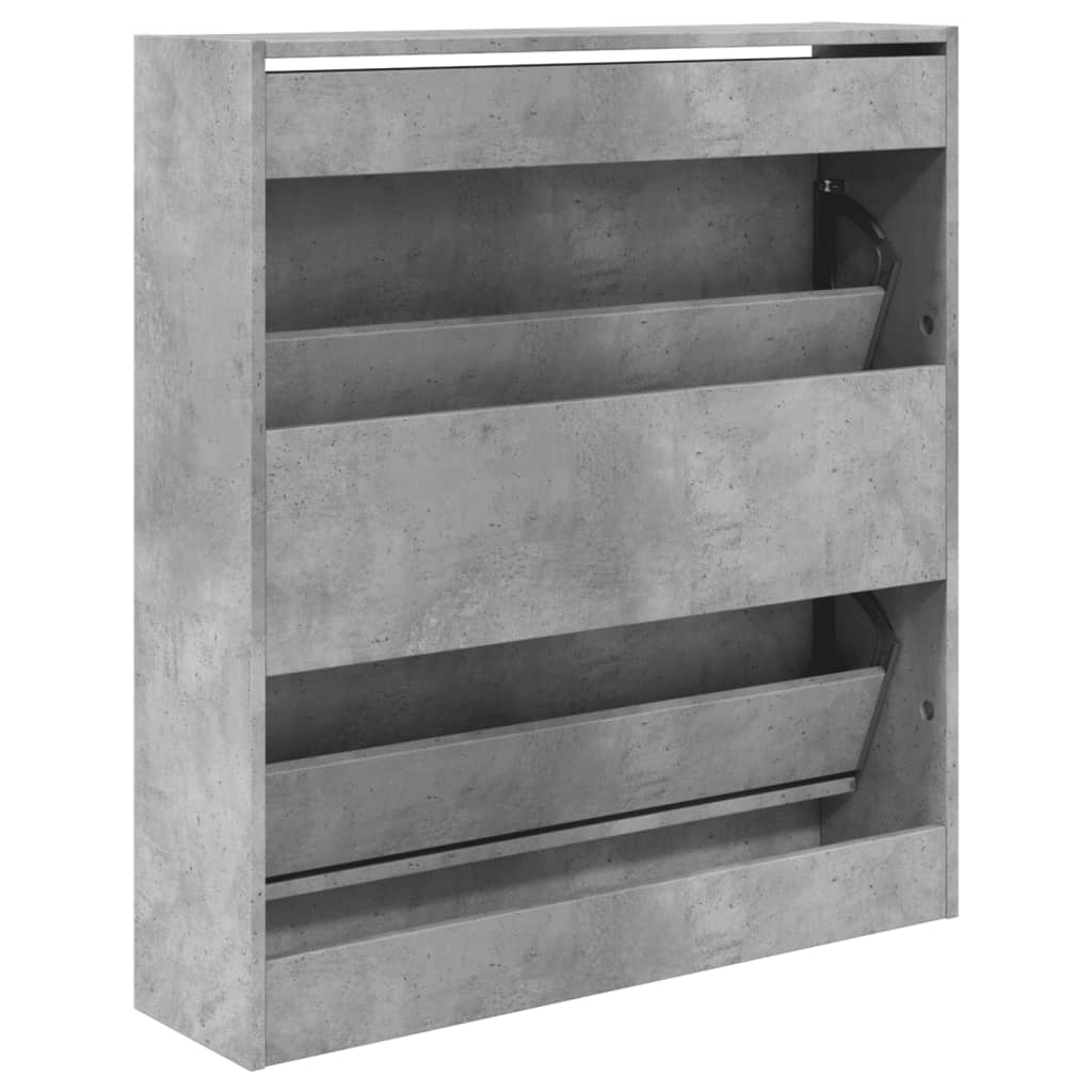 Armoire à chaussures gris béton 80x21x87,5 cm bois d'ingénierie - XIOS