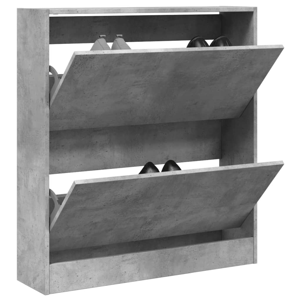 Armoire à chaussures gris béton 80x21x87,5 cm bois d'ingénierie - XIOS