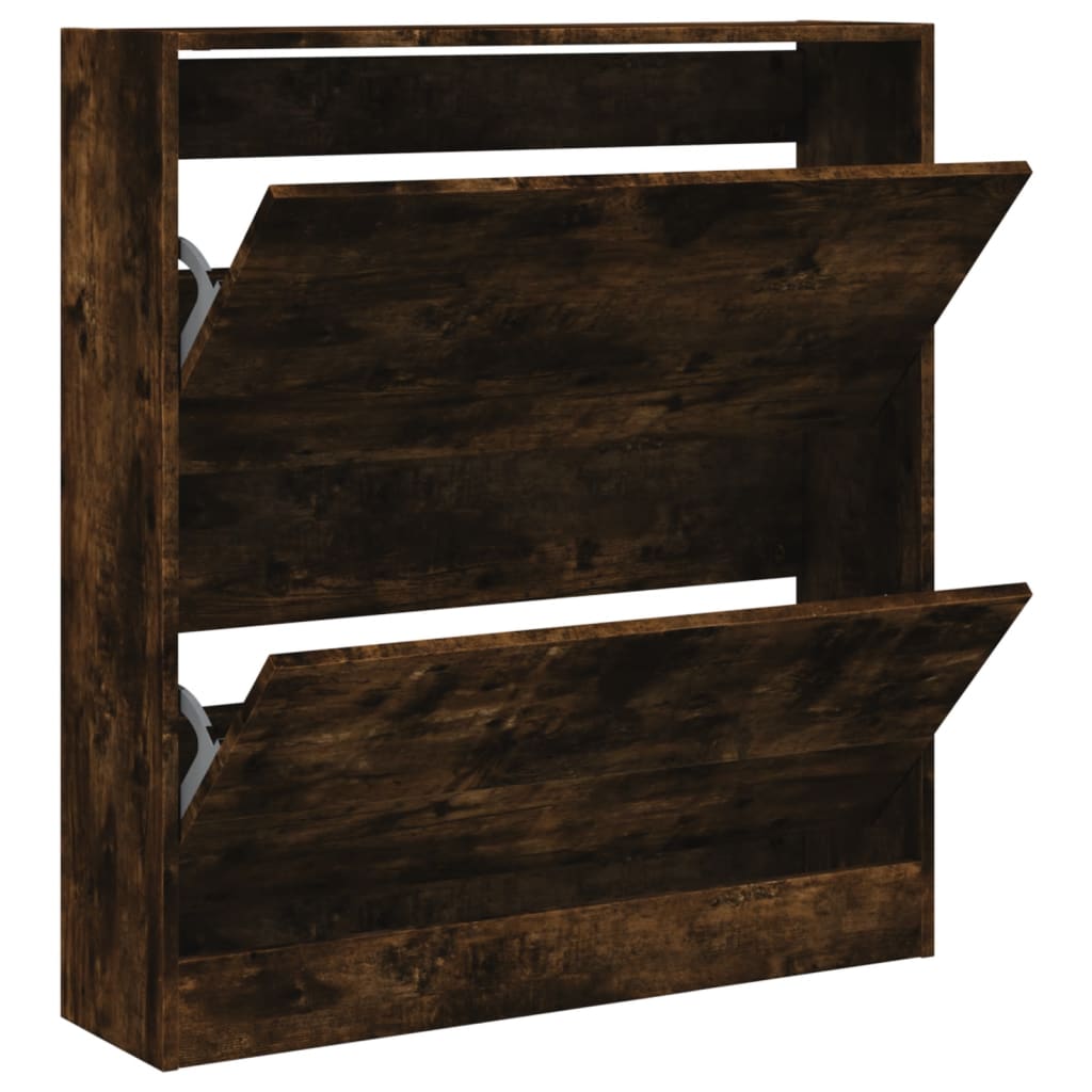 Armoire à chaussures chêne fumé 80x21x87,5 cm bois ingénierie - XIOS