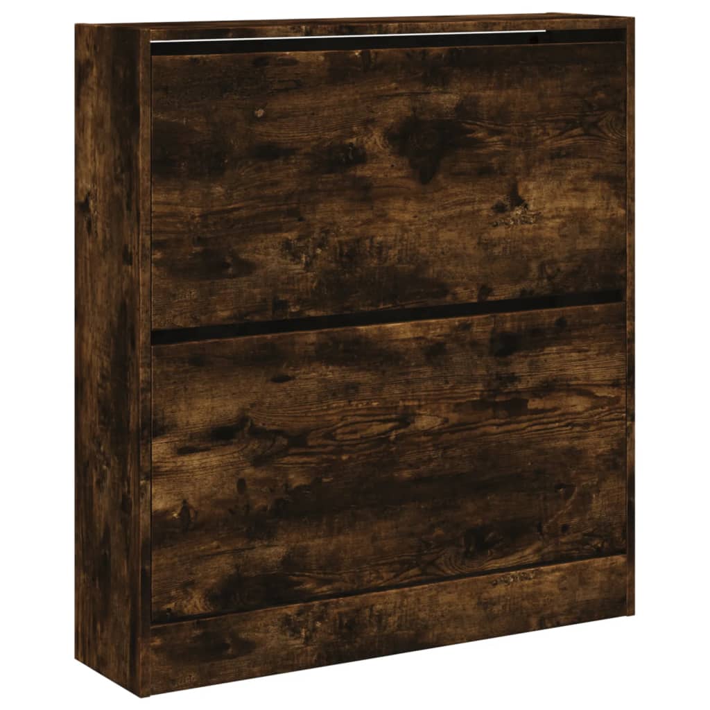 Armoire à chaussures chêne fumé 80x21x87,5 cm bois ingénierie - XIOS