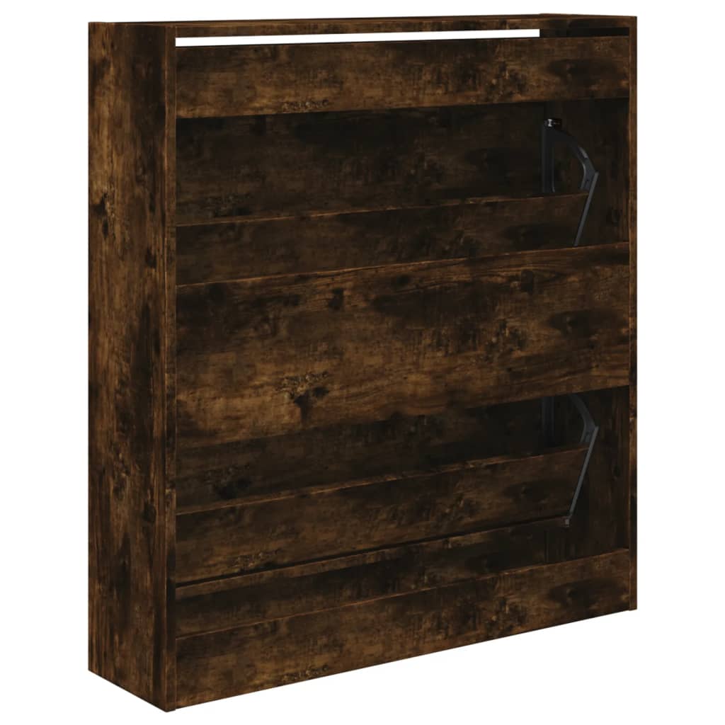 Armoire à chaussures chêne fumé 80x21x87,5 cm bois ingénierie - XIOS