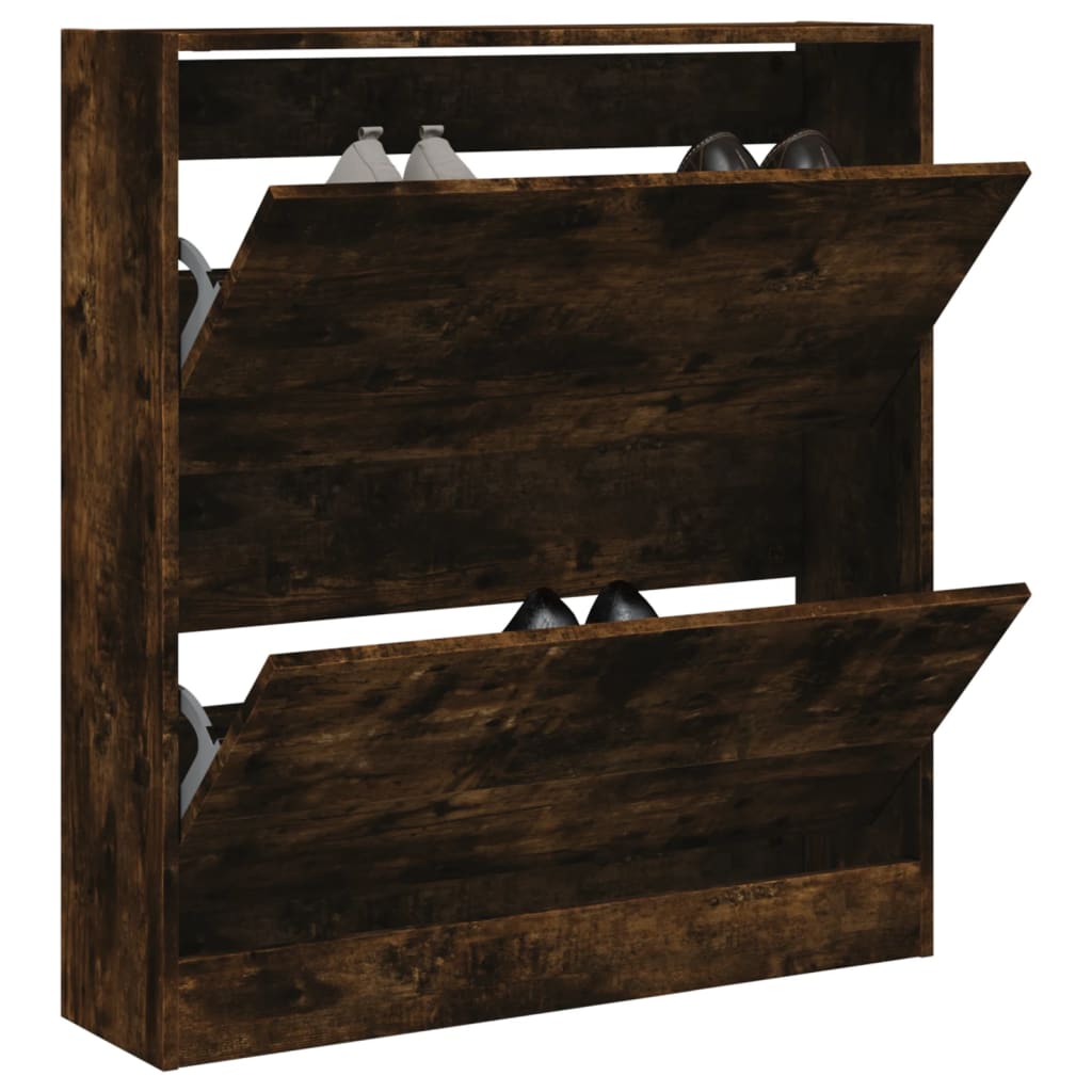 Armoire à chaussures chêne fumé 80x21x87,5 cm bois ingénierie - XIOS