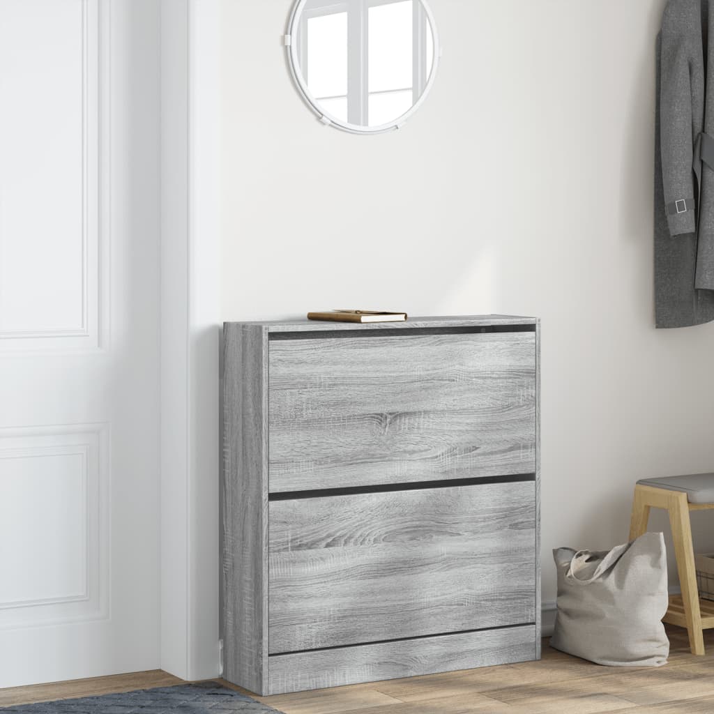 Armoire à chaussures sonoma gris 80x21x87,5cm bois d'ingénierie - XIOS