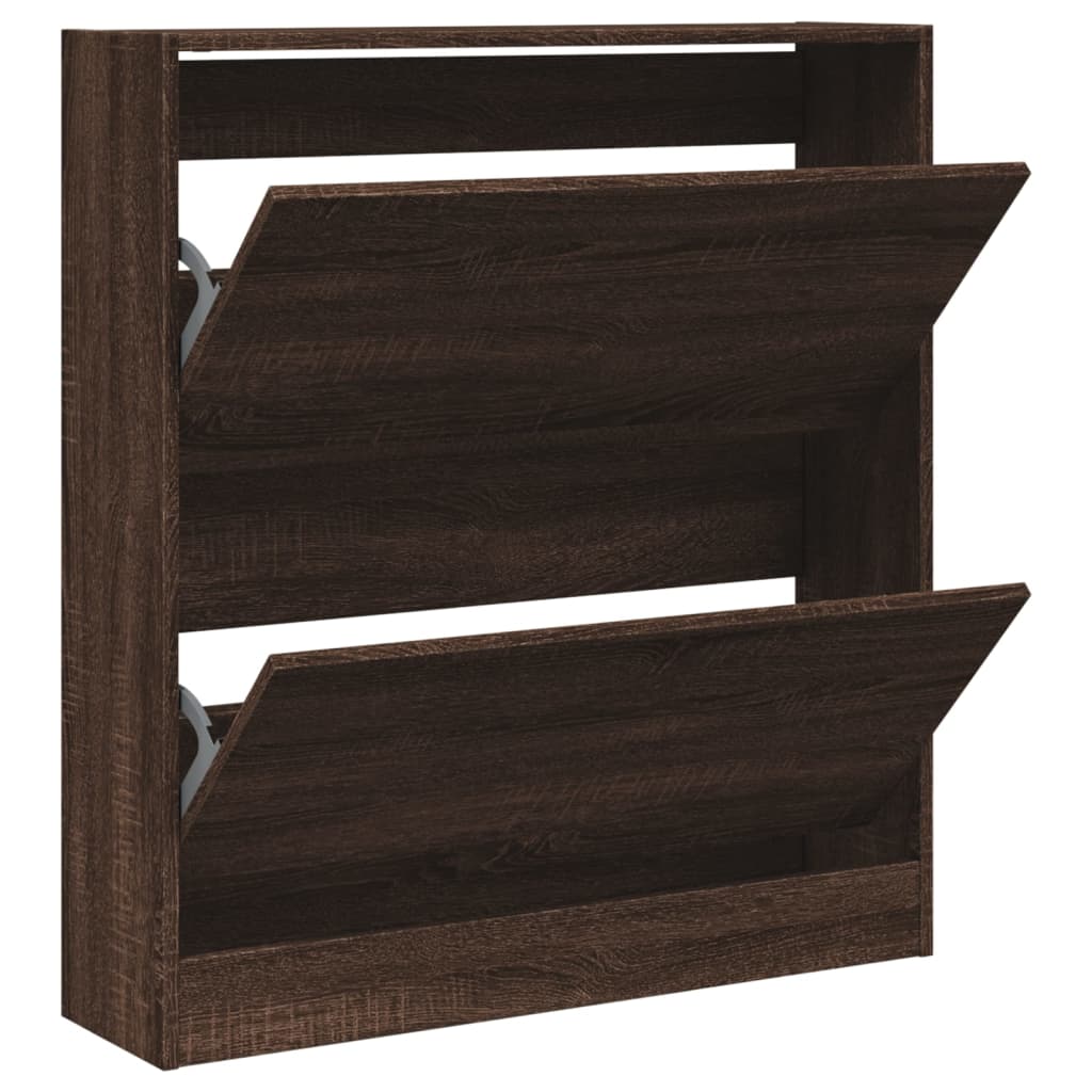 Armoire à chaussures chêne marron 80x21x87,5 cm bois ingénierie XIOS